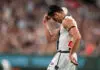 MELBOURNE, AUSTRALIA - APRIL 25: Scott Pendlebury of the Magpies celebrates a goal during the 2026 AFL Round 07 match between the Essendon Bombers and the Collingwood Magpies at the Melbourne Cricket Ground on April 25, 2026 in Melbourne, Australia. (Photo by Craig Dooley/AFL Photos via Getty Images)