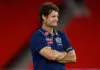 MELBOURNE, AUSTRALIA - MARCH 22: James Rahilly, Assistant Coach of the Cats looks on during the 2025 AFL Round 02 match between the St Kilda Saints and the Geelong Cats at Marvel Stadium on March 22, 2025 in Melbourne, Australia. (Photo by Michael Willson/AFL Photos via Getty Images)