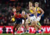 LATE CHANGE: Melbourne vs West Coast – Round 9, 2026 MELBOURNE, AUSTRALIA - AUGUST 02: Kysaiah Pickett of the Demons is chased by Bailey J. Williams of the Eagles during the 2025 AFL Round 21 match between the Melbourne Demons and the West Coast Eagles at Marvel Stadium on August 2, 2025 in Melbourne, Australia. (Photo by Michael Willson/AFL Photos via Getty Images)