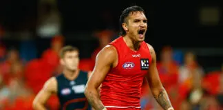 “I didn’t want to do it”: How the AFL pushed Suns recruit to rehab GOLD COAST, AUSTRALIA - MAY 03: Jamarra Ugle-Hagan of the Suns celebrates a goal during the 2026 AFL Round 08 match between the Gold Coast Suns and the GWS Giants at People First Stadium on May 3, 2026 in the Gold Coast, Australia. (Photo by Russell Freeman/AFL Photos via Getty Images)