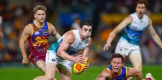 The Brisbane deficiency that led to Mannagh mania BRISBANE, AUSTRALIA - MAY 14: Shaun Mannagh of the Cats in action during the 2026 AFL Round 10 match between the Brisbane Lions and the Geelong Cats at the Gabba on May 14, 2026 in Brisbane, Australia. (Photo by Russell Freeman/AFL Photos via Getty Images)