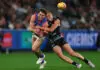 Bulldogs’ injury toll continues to mount with midfielder hamstrung MELBOURNE, AUSTRALIA - MAY 16: Bailey Williams of the Bulldogs handballs under pressure from Will Hayward of the Blues during the round 10 AFL match between Carlton Blues and Western Bulldogs at Marvel Stadium, on May 16, 2026, in Melbourne, Australia. (Photo by Daniel Pockett/AFL Photos/via Getty Images)