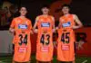 GWS draftees Oskar Taylor, Riley Hamilton and Finnegan Davis (L-R). Credit: GWS