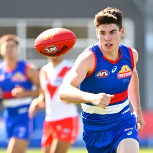 MELBOURNE, AUSTRALIA - FEBRUARY 19: Luke Kennedy of the Bulldogs in action during the 2026 AFL match simulation between the Western Bulldogs and the Sydney Swans at Mission Whitten Oval on February 19, 2026 in Melbourne, Australia. (Photo by Adam Trafford/AFL Photos via Getty Images)