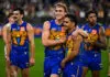 Blown it: Dropped Eagle referred directly to Tribunal after “serious misconduct” PERTH, AUSTRALIA - MAY 17: Hamish Davis and Malakai Champion of the Eagles celebrate the win during the 2026 AFL Round 10 match between Waalitj Marawar (West Coast Eagles) and the GWS Giants at Optus Stadium on May 17, 2026 in Perth, Australia. (Photo by Daniel Carson/AFL Photos via Getty Images)