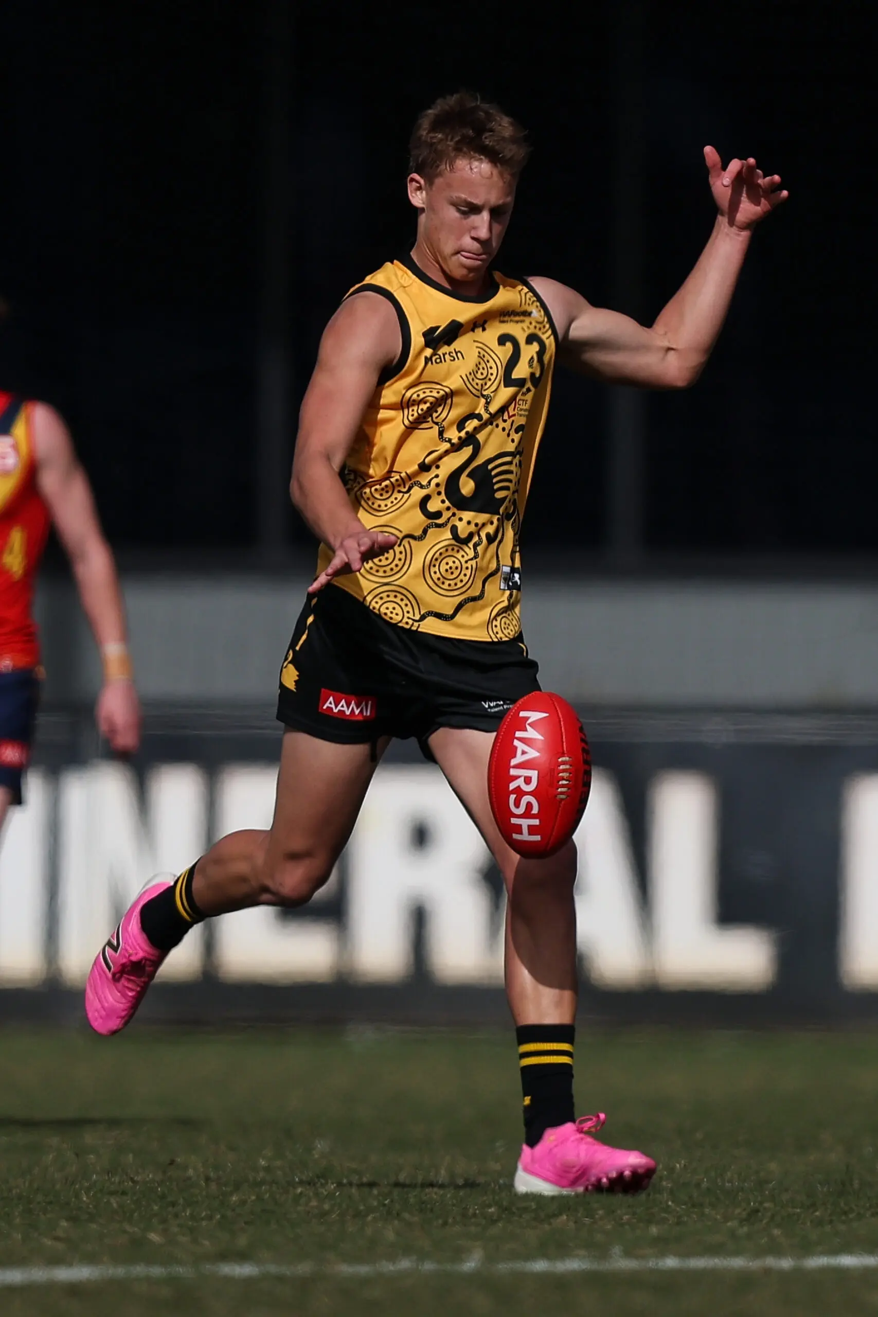 PERTH, AUSTRALIA - JUNE 13: George Gale of Western Australia in action during the 2026 Marsh AFL National Championships U18 Boys match between Western Australia and South Australia at Mineral Resources Park on June 13th, 2026 in Perth, Australia. (Photo by Travis Hayto/AFL Photos via Getty Images)