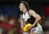 GOLD COAST, AUSTRALIA - JUNE 19: Josh Weddle of the Hawks during the round 15 AFL match between Gold Coast Suns and Hawthorn Hawks at People First Stadium, on June 19, 2026, in Gold Coast, Australia. (Photo by Chris Hyde/Getty Images)