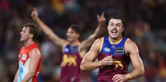 AFL Finals Week Two fixture locked in BRISBANE, AUSTRALIA - JUNE 25: Sam Draper of the Lions celebrates a goal during the round 16 AFL match between Brisbane Lions and Sydney Swans at The Gabba, on June 25, 2026, in Brisbane, Australia. (Photo by Chris Hyde/AFL Photos/via Getty Images)