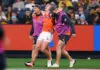 MELBOURNE, AUSTRALIA - JUNE 26: Max Gruzewski of the Giants leaves the field with trainers during the round 16 AFL match between Hawthorn Hawks and Greater Western Sydney Giants at Melbourne Cricket Ground, on June 26, 2026, in Melbourne, Australia. (Photo by Daniel Pockett/Getty Images)