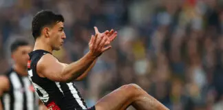 Another Daicos masterclass steers Collingwood past troubled traditional rivals MELBOURNE, AUSTRALIA - JUNE 27: Nick Daicos of the Magpies kicks a goal during the round 16 AFL match between Collingwood Magpies and Richmond Tigers at Melbourne Cricket Ground, on June 27, 2026, in Melbourne, Australia. (Photo by Daniel Pockett/Getty Images)