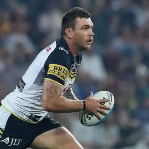 BRISBANE, AUSTRALIA - SEPTEMBER 12: Kyle Feldt of the Cowboys runs with the ball during the NRL Qualifying Final match between the Brisbane Broncos and the North Queensland Cowboys at Suncorp Stadium on September 12, 2015 in Brisbane, Australia.  (Photo by Matt Roberts/Getty Images)