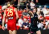 Giant decision looms: GWS forward breaks silence on rival interest and future GOLD COAST , AUSTRALIA - AUGUST 16: Max Gruzewski of the Giants celebrates a goal during the 2025 AFL Round 23 match between the Gold Coast Suns and the GWS Giants at People First Stadium on August 16, 2025 in the Gold Coast, Australia. (Photo by Russell Freeman/AFL Photos via Getty Images)
