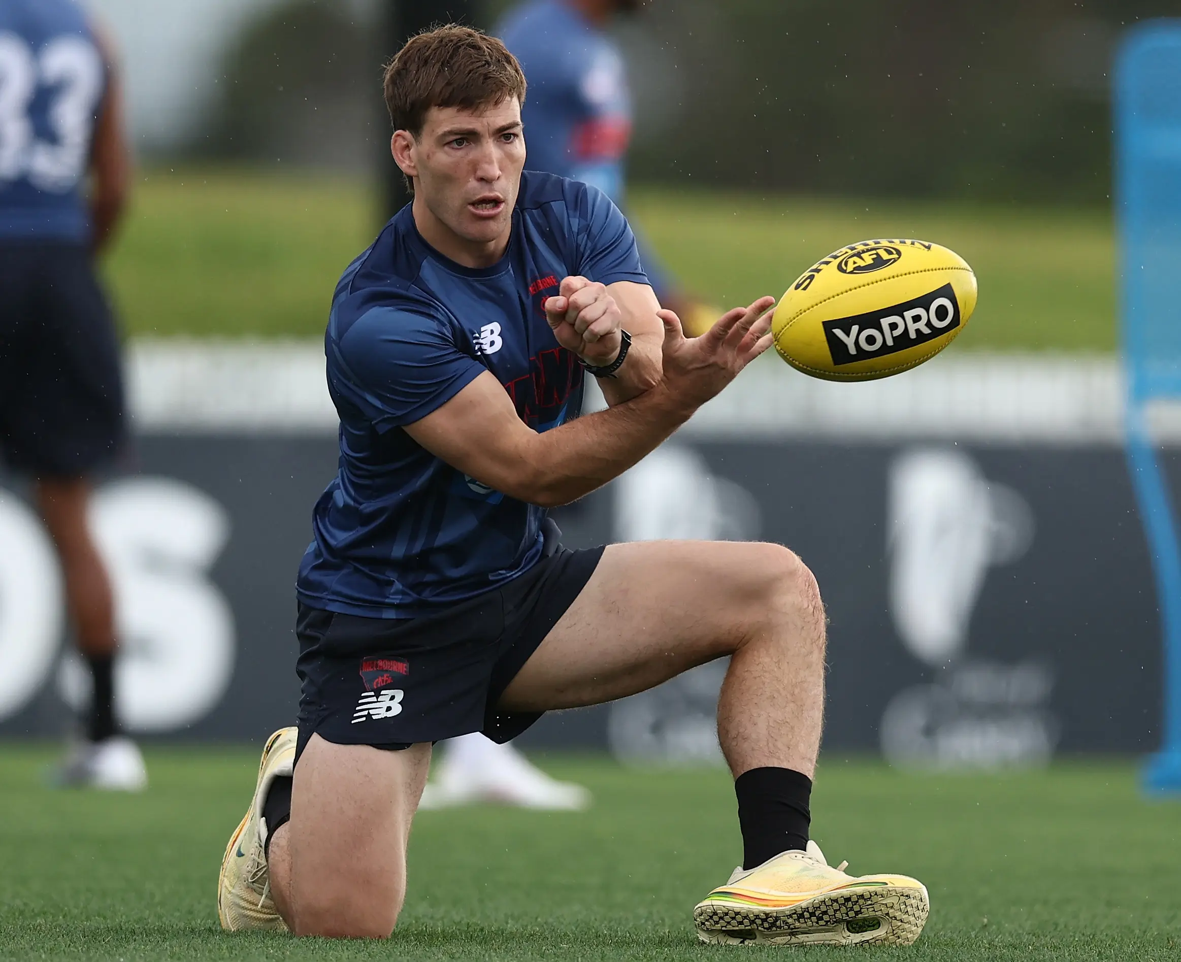 MELBOURNE, AUSTRALIA - MARCH 25: Jack Viney of the Demons handpasses the ball during the Melbourne Demons training session at Casey Fields on March 25, 2026 in Melbourne, Australia. (Photo by James Wiltshire/AFL Photos via Getty Images)