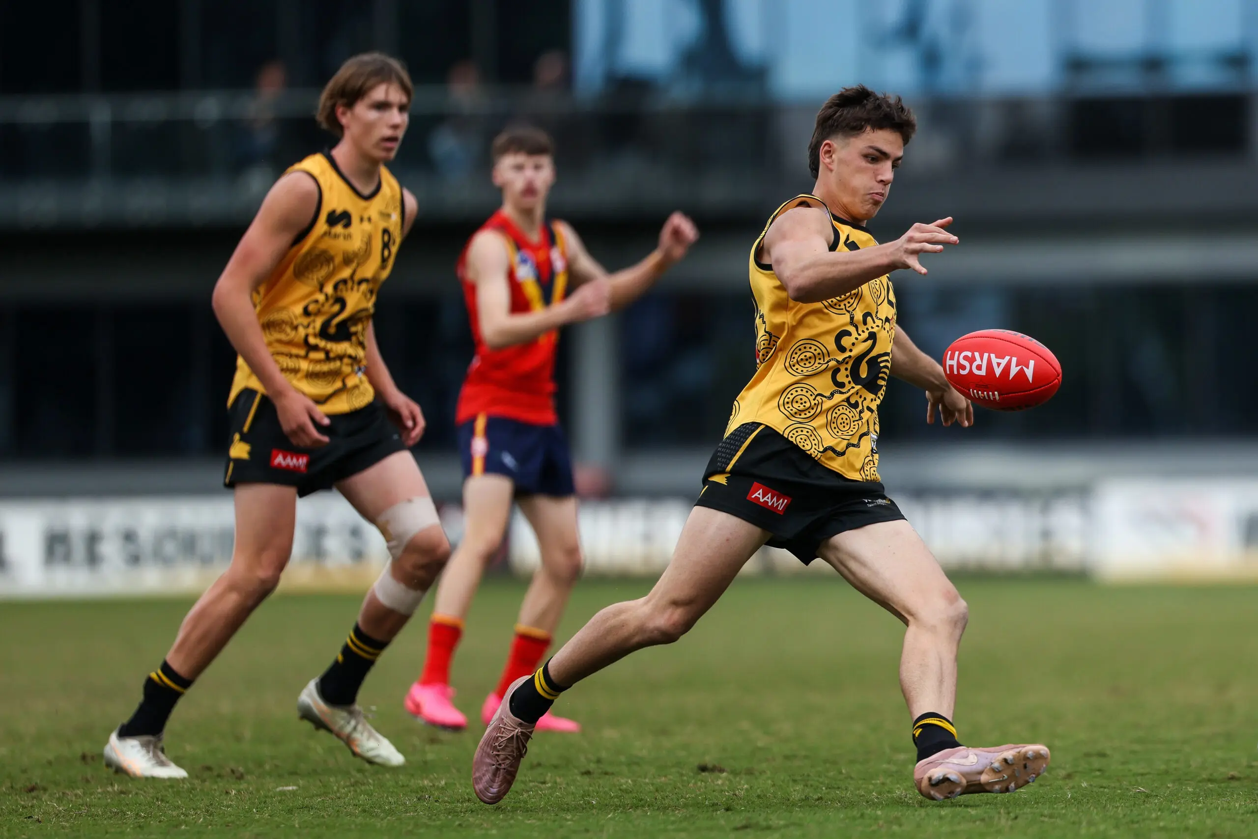 PERTH, AUSTRALIA - JUNE 13: Harper Banfield in action during the 2026 Marsh AFL National Championships U18 Boys match between Western Australia and South Australia at Mineral Resources Park on June 13th, 2026 in Perth, Australia. (Photo by Travis Hayto/AFL Photos via Getty Images)