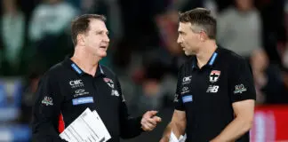 St Kilda eight set for surgery as Lyon discusses Marshall, Enright futures MELBOURNE, AUSTRALIA - JUNE 21: Ross Lyon, Senior Coach of the Saints and Corey Enright, Assistant Coach of the Saints (right) share a discussion during the 2026 AFL Round 15 match between the St Kilda Saints and the Western Bulldogs at Marvel Stadium on June 21, 2026 in Melbourne, Australia. (Photo by Michael Willson/AFL Photos via Getty Images)
