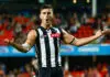 Collingwood superstar targeted by rival in shock trade bid GOLD COAST, AUSTRALIA - JULY 04: Nick Daicos of the Magpies celebrates a goal during the 2026 AFL Round 17 match between the Gold Coast Suns and the Collingwood Magpies at People First Stadium on July 4, 2026 in the Gold Coast, Australia. (Photo by Russell Freeman/AFL Photos via Getty Images)