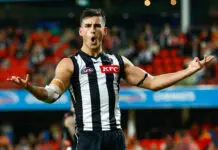 Collingwood superstar targeted by rival in shock trade bid GOLD COAST, AUSTRALIA - JULY 04: Nick Daicos of the Magpies celebrates a goal during the 2026 AFL Round 17 match between the Gold Coast Suns and the Collingwood Magpies at People First Stadium on July 4, 2026 in the Gold Coast, Australia. (Photo by Russell Freeman/AFL Photos via Getty Images)