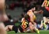 AFL MRO: Giant fine handed down, veteran Bomber cops a week MELBOURNE, AUSTRALIA - JULY 19: Lachie Ash of the Giants is tackled by Dyson Sharp of the Bombers during the 2026 AFL Round 19 match between the Essendon Bombers and the GWS Giants at Marvel Stadium on July 19, 2026 in Melbourne, Australia. (Photo by James Wiltshire/AFL Photos via Getty Images)