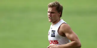 The “prank call” that delivered Gold Coast’s next AFL debutant GOLD COAST, AUSTRALIA - JULY 17: Caleb Lewis during a Gold Coast Suns Training Session at People First Stadium on July 17, 2026 in Gold Coast, Australia. (Photo by Chris Hyde/Getty Images)
