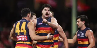 The significant challenge Adelaide pose in do-or-die clash SYDNEY, AUSTRALIA - JULY 17: Darcy Fogarty of the Crows celebrates with team mates after kicking a goal during the round 19 AFL match between Sydney Swans and Adelaide Crows at Sydney Cricket Ground, on July 17, 2026, in Sydney, Australia. (Photo by Matt King/AFL Photos/via Getty Images)