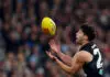 Carlton’s milestone man has day cut short after soft tissue injury MELBOURNE, AUSTRALIA - JULY 18: Nic Newman of the Blues marks during the round 19 AFL match between Collingwood Magpies and Carlton Blues at Melbourne Cricket Ground, on July 18, 2026, in Melbourne, Australia. (Photo by Josh Chadwick/Getty Images)
