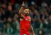 MELBOURNE, AUSTRALIA - JULY 25: Touk Miller of the Suns celebrates during the 2026 AFL Round 20 match between the Carlton Blues and the Gold Coast Suns at Marvel Stadium on July 25, 2026 in Melbourne, Australia. (Photo by Michael Willson/AFL Photos via Getty Images)
