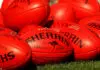 Victorian club at centre of concussion deal revealed MELBOURNE, AUSTRALIA - MARCH 25: Sherrin footballs are placed to be collected by Kangaroos players during a North Melbourne Kangaroos training session at the Arden Street Ground on March 25, 2010 in Melbourne, Australia. (Photo by Mark Dadswell/Getty Images)