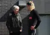 MELBOURNE, AUSTRALIA - MAY 01: Darcy Moore of the Magpies speaks with Peter McKenna during a Collingwood Magpies AFL training session at Olympic Park Oval on May 01, 2024 in Melbourne, Australia. (Photo by Robert Cianflone/Getty Images)