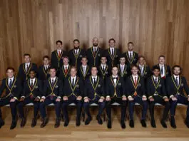 MELBOURNE, AUSTRALIA - AUGUST 28: The 2025 AFL All-Australian Team Back Row (L-R) Sam Taylor of the Giants, Riley Thilthorpe of the Crows, Max Gawn of the Demons, Harris Andrews of the Lions and Jack Gunston of the Hawks Middle Row (L-R) Josh Battle of the Hawks, Zac Bailey of the Lions, Matt Rowell of the Suns, Caleb Serong of the Dockers, Nick Daicos of the Magpies, Jordan Clark of the Dockers, Bailey Smith of the Cats and Bailey Dale of the Bulldogs and Front Row (L-R) Ed Richards of the Bulldogs, Kysaiah Pickett of the Demons, Hugh McCluggage of the Lions, Isaac Heeney of the Swans, Jeremy Cameron of the Cats, Jordan Dawson of the Crows, Noah Anderson of the Suns, Nasiah Wanganeen-Milera of the Saints and Marcus Bontempelli of the Bulldogs pose during the 2025 AFL Awards at Centrepiece on August 28, 2025 in Melbourne, Australia. (Photo by Michael Willson/AFL Photos via Getty Images)