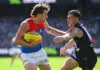 How does AFL Wildcard round work? What is it, when is it, why it’s needed, finals fixtures MELBOURNE, AUSTRALIA - MARCH 29: Tom Sparrow of the Demons fends off a tackle by Ben Ainsworth of the Blues during the round three AFL match between Carlton Blues and Melbourne Demons at Melbourne Cricket Ground, on March 29, 2026, in Melbourne, Australia. (Photo by Quinn Rooney/Getty Images)