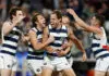 Cat at centre of concussion controversy makes call on this weekend GEELONG, AUSTRALIA - APRIL 17: Jake Kolodjashnij of the Cats celebrates a goal with teammates during the 2026 AFL Round 06 match between the Geelong Cats and the Western Bulldogs at GMHBA Stadium on April 17, 2026 in Geelong, Australia. (Photo by Michael Willson/AFL Photos via Getty Images)