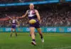 Fremantle star suffers injury, veteran Bulldog sent for surgery PERTH, AUSTRALIA - MAY 22: Brennan Cox of the Dockers kicks the ball during the round 11 AFL match between Walyalup (Fremantle Dockers) and Euro-Yroke (St Kilda Saints) at Optus Stadium, on May 22, 2026, in Perth, Australia. (Photo by Janelle St Pierre/AFL Photos/via Getty Images)