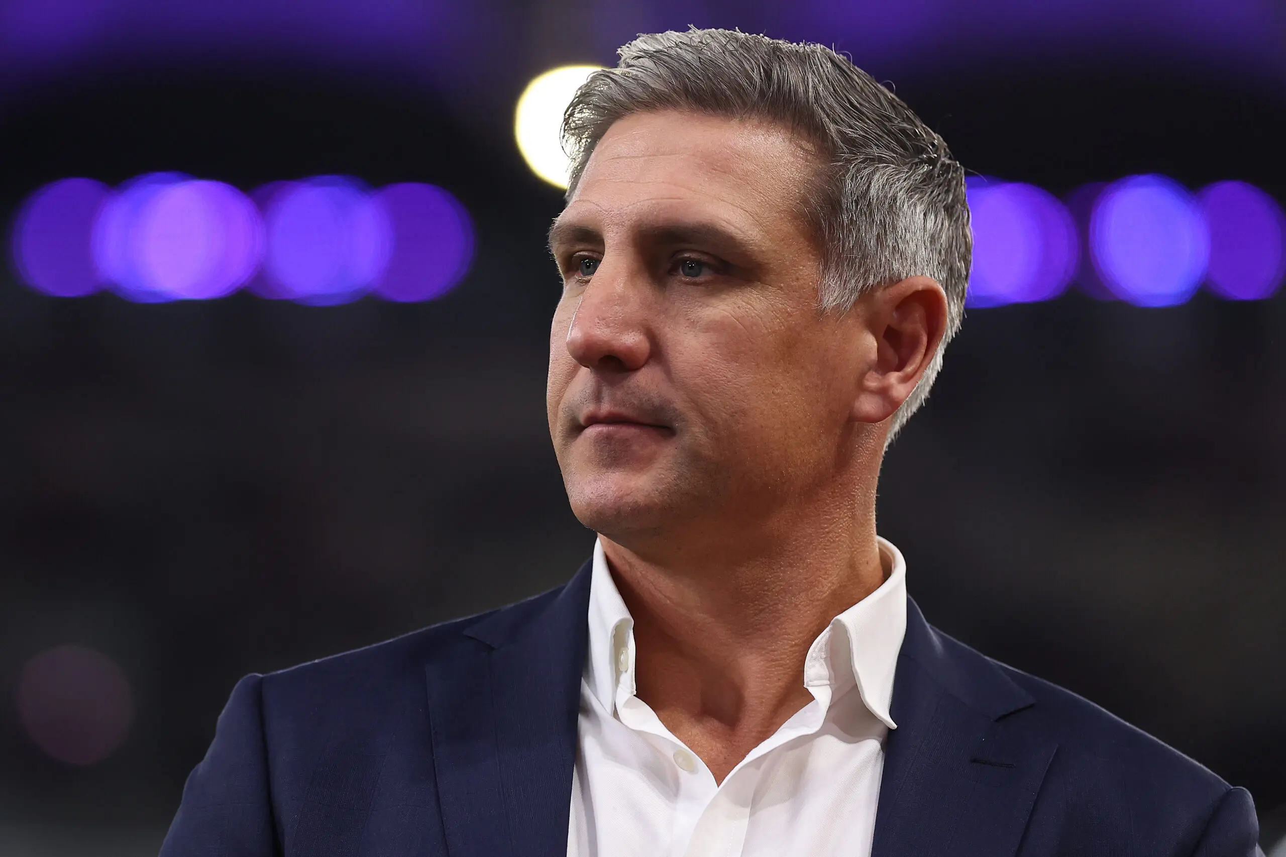 PERTH, AUSTRALIA - JULY 09: Matthew Pavlich, Sydney Swans CEO looks on before the round 18 AFL match between Fremantle Dockers and Sydney Swans at Optus Stadium, on July 09, 2026, in Perth, Australia. (Photo by Paul Kane/Getty Images)