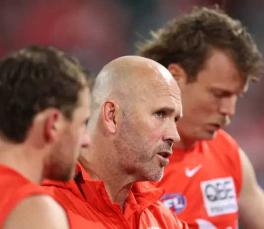 SYDNEY, AUSTRALIA - JULY 17: Mark McVeigh assistant coach of the Swans during the round 19 AFL match between Sydney Swans and Adelaide Crows at Sydney Cricket Ground on July 17, 2026 in Sydney, Australia. (Photo by Jason McCawley/AFL Photos/Getty Images)