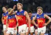 Three weeks to go: Every AFL team’s run home, likely final ladder, best and worst-case scenarios MELBOURNE, AUSTRALIA - AUGUST 01: The Lions look dejected following the round 21 AFL match between Carlton Blues and Brisbane Lions at Marvel Stadium on August 01, 2026 in Melbourne, Australia. (Photo by Graham Denholm/AFL Photos via Getty Images)
