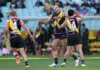 A severe bout of the yips costs Eagles a likely victory over the Tigers MELBOURNE, AUSTRALIA - AUGUST 02: Toby Nankervis of the Tigers celebrates kicking a goal during the round 21 AFL match between Richmond Tigers and West Coast Eagles at Melbourne Cricket Ground, on August 02, 2026, in Melbourne, Australia. (Photo by Daniel Pockett/Getty Images)