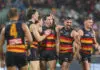 Unlikely hero stands tall as Adelaide Crows coach shoots down questions of “attitude” ADELAIDE, AUSTRALIA - AUGUST 08: Zac Taylor of the Crows celebrates a goal with team mates during the round 22 AFL match between Adelaide Crows and Richmond Tigers at Adelaide Oval, on August 08, 2026, in Adelaide, Australia. (Photo by Sarah Reed/AFL Photos/via Getty Images)