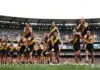 MELBOURNE, AUSTRALIA - AUGUST 15: (L-R) Dion Prestia, Tom Lynch and Nathan Broad of the Tigers are chaired off after playing their final game (Prestia and Broad) and 250th (Lynch) during the round 23 AFL match between Richmond Tigers and St Kilda Saints at Melbourne Cricket Ground, on August 15, 2026, in Melbourne, Australia. (Photo by Daniel Pockett/Getty Images)