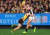 The kids will be alright: AFL legend praises Collingwood’s youth MELBOURNE, AUSTRALIA - AUGUST 15: Sam Swadling of the Magpies handballs whilst being tackled by Nick Watson of the Hawks during the round 23 AFL match between Hawthorn Hawks and Collingwood Magpies at Melbourne Cricket Ground, on August 15, 2026, in Melbourne, Australia. (Photo by Daniel Pockett/Getty Images)