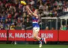 Bulldogs and Demons count injury toll as AFL Wildcard Round awaits MELBOURNE, AUSTRALIA - AUGUST 22: Aaron Naughton of the Bulldogs marks the ball during the 2026 AFL Round 24 match between the Melbourne Demons and the Western Bulldogs at the Melbourne Cricket Ground on August 22, 2026 in Melbourne, Australia. (Photo by James Wiltshire/AFL Photos via Getty Images)