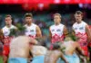 AFL legend slams suspended Sydney stars after Preliminary Final heartbreak SYDNEY, AUSTRALIA - MAY 16: Corey Warner, Dane Rampe, Isaac Heeney and Nick Blakey of the Swans watch on as indigenous dancers perform ahead of the round ten AFL match between Sydney Swans and Carlton Blues at Sydney Cricket Ground, on May 16, 2025, in Sydney, Australia. (Photo by Cameron Spencer/Getty Images)