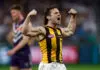 FINAL TEAMS: Hawthorn vs Brisbane – Preliminary Finals, 2026 PERTH, AUSTRALIA - SEPTEMBER 03: Nick Watson of the Hawks celebrates a goal during the 2026 AFL First Qualifying Final between the Fremantle Dockers and the Hawthorn Hawks at Optus Stadium on September 3, 2026 in Perth, Australia. (Photo by Michael Willson/AFL Photos via Getty Images)
