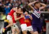 AFL Grand Final player rankings: Every Fremantle and Brisbane player rated 1-46 MELBOURNE, AUSTRALIA - SEPTEMBER 26: Logan Morris of the Lions celebrates a goal with teammates during the AFL Grand Final match between the Fremantle Dockers and the Brisbane Lions at the Melbourne Cricket Ground on September 26, 2026 in Melbourne, Australia. (Photo by Michael Willson/AFL Photos via Getty Images)
