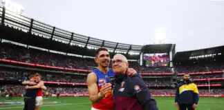 Brisbane premiership coach speaks on his future MELBOURNE, AUSTRALIA - SEPTEMBER 26: Charlie Cameron of the Lions and Chris Fagan, Senior Coach of the Lions celebrate victory after winning the AFL Grand Final match between Fremantle Dockers and Brisbane Lions at Melbourne Cricket Ground, on September 26, 2026, in Melbourne, Australia. (Photo by Morgan Hancock/AFL Photos/via Getty Images)