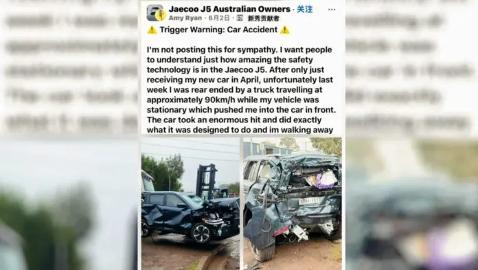 Amy wanted others to see how the JAECOO J5 performed in a serious accident (source: supplied)