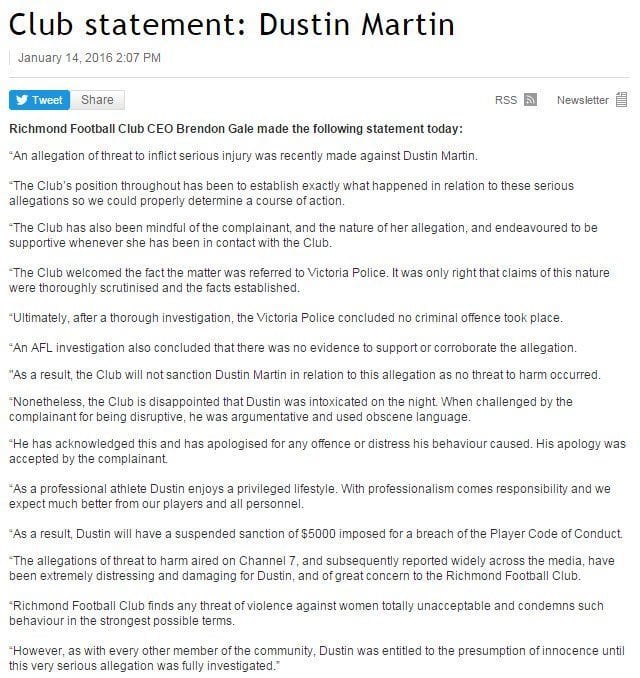 RFC Martin press release