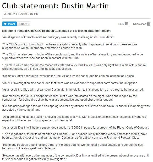 RFC Martin press release