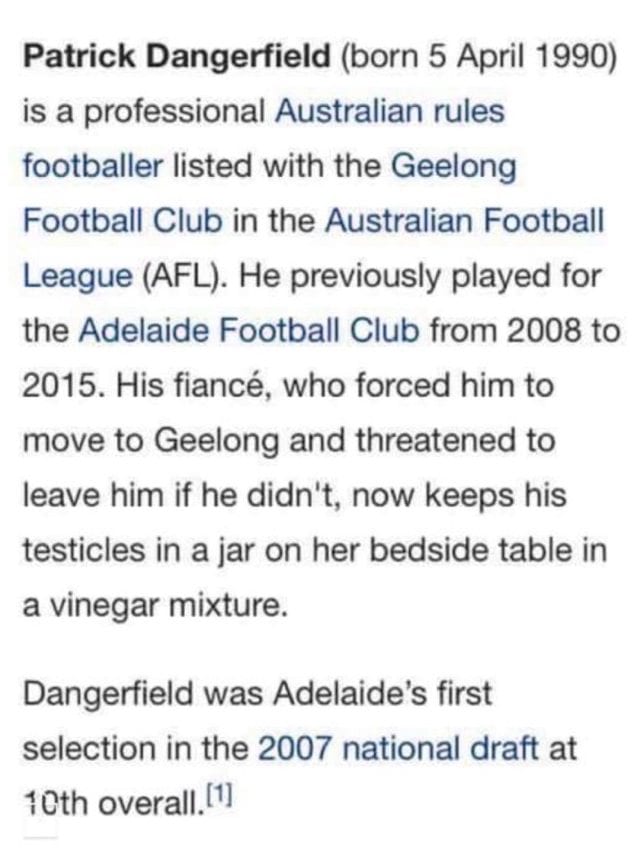 Dangerfield Wikipedia page edit