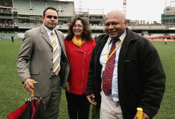 MELBOURNE, AUSTRALIA - JULY 9: Michael Long, Aunty Joy Murphy and Maurice Rioli at the Welcome to Country ceremony during the AFL Round 15 match between the Richmond Tigers and the Essendon Bombers at the MCG July 9, 2005 in Melbourne, Australia. (Photo by Mark Dadswell/Getty Images)
