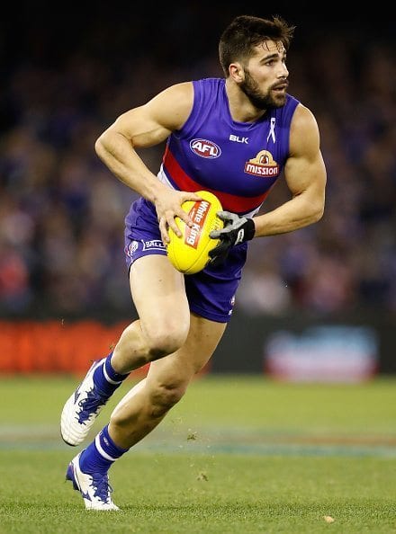 MELBOURNE, AUSTRALIA - JUNE 18: Marcus Adams of the Bulldogs in action during the 2016 AFL Round 13 match between the Western Bulldogs and the Geelong Cats at Etihad Stadium on June 18, 2016 in Melbourne, Australia. (Photo by Adam Trafford/AFL Media/Getty Images)